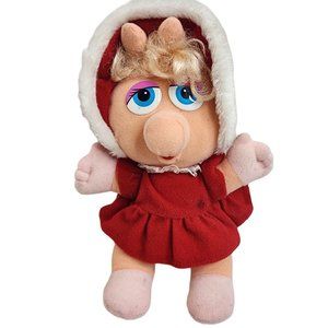 Vintage 1987 Jim Henson Muppet Babies 8" Christmas Plush Miss Piggy Stuffed